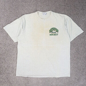 VTG 90s Michigan Wings Hockey Made in USA XL Gray Short Sleeve T-Shirt